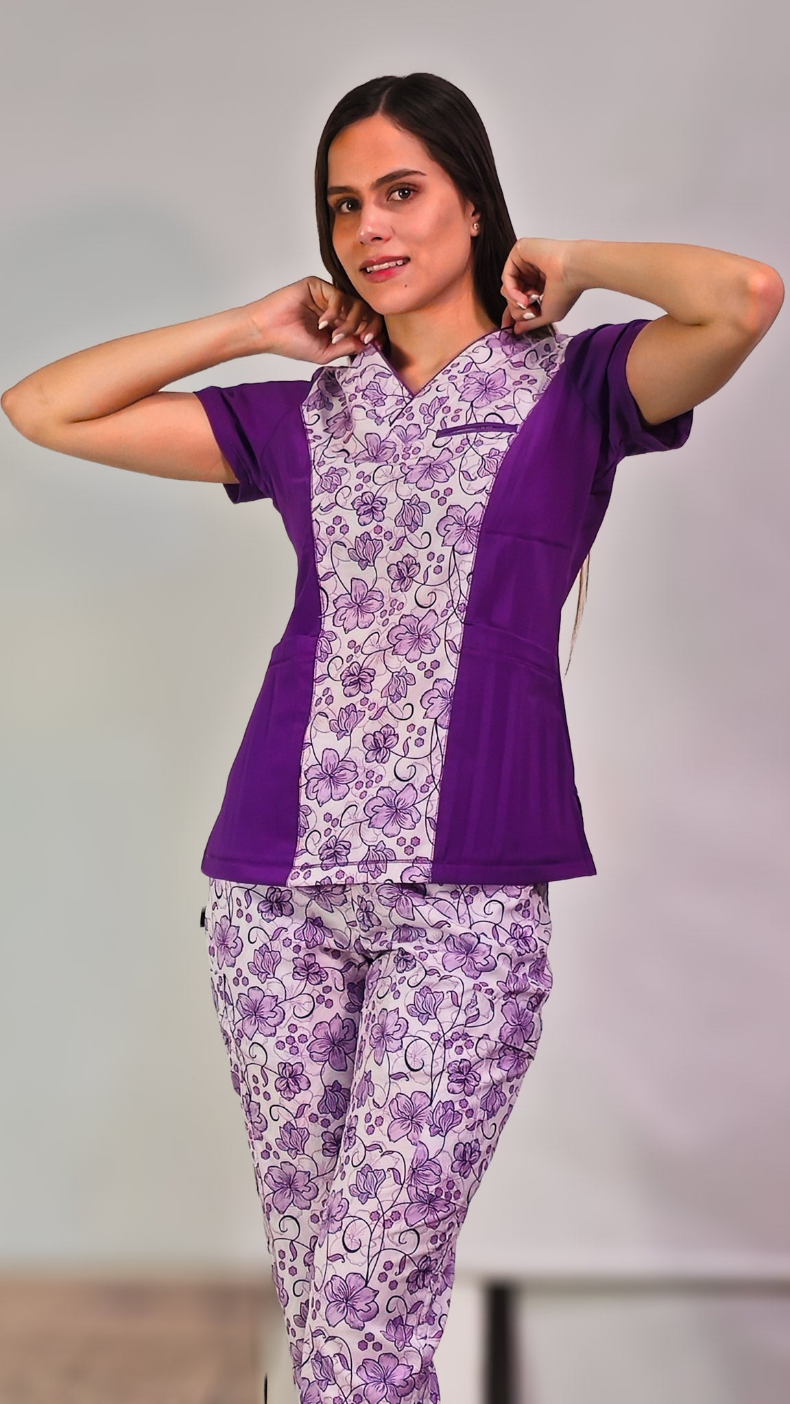 Filipina 501 Floral Princesa-vistas Uva Mujer FW