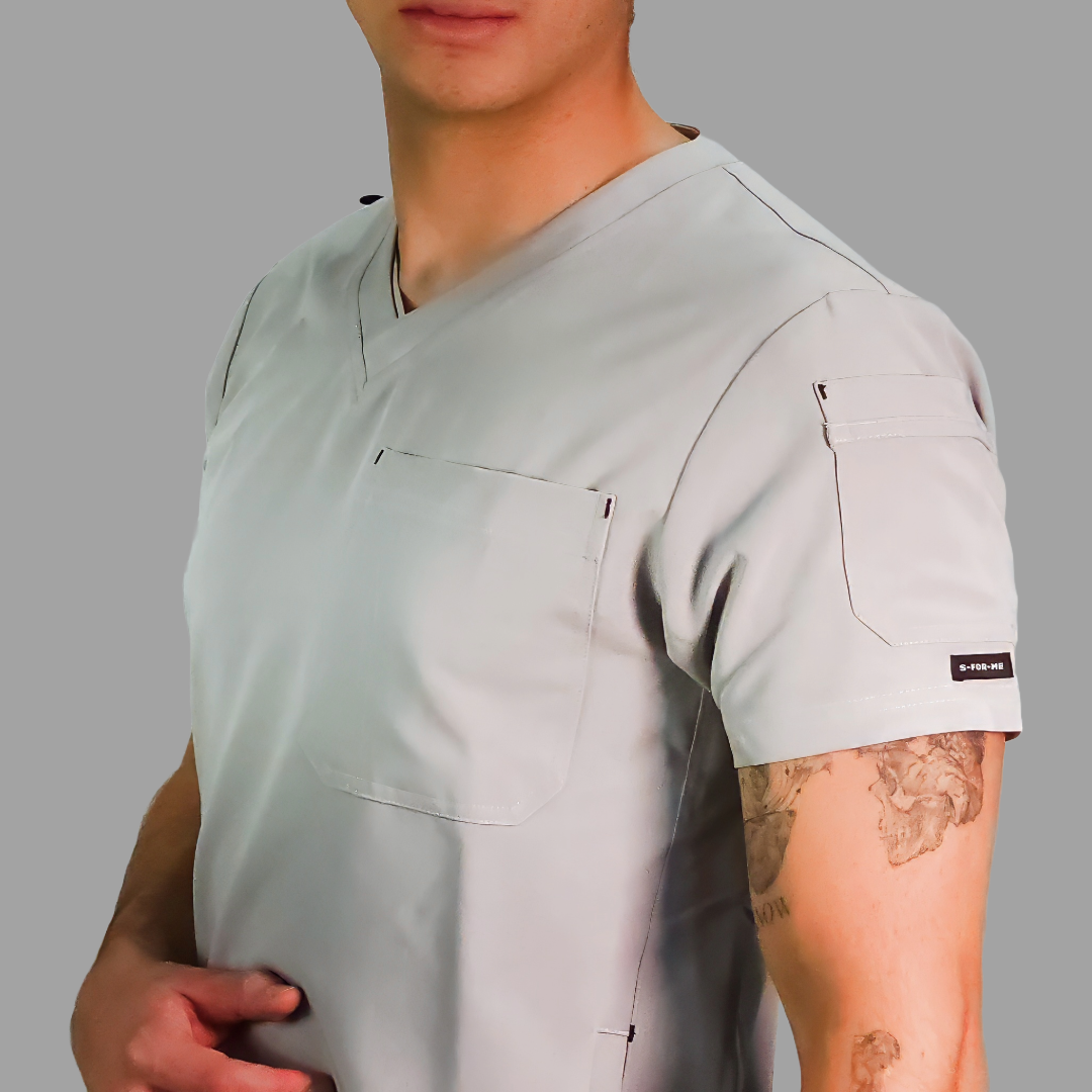 Filipina Quirurgica Antifluido Hombre Gris Perla, Scrubs 300