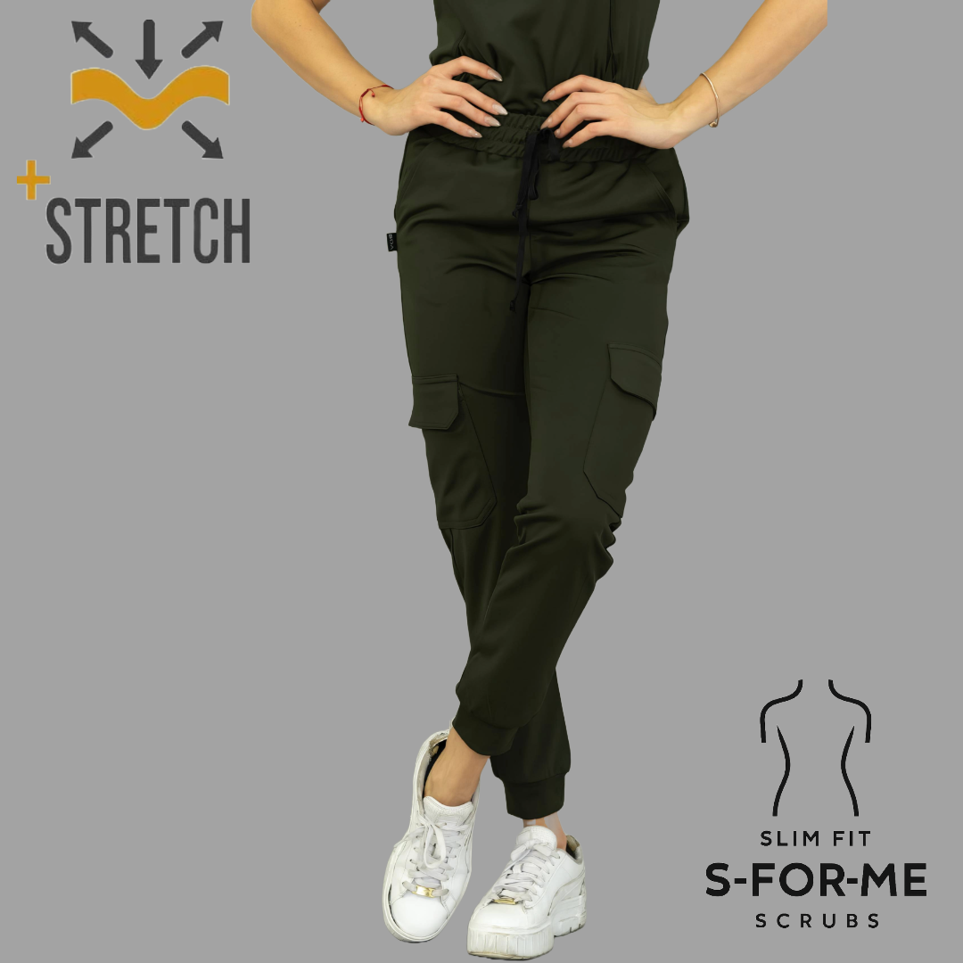 Jogger Quirúrgico, Verde Olivo Mujer Super Stretch, Scrubs 910