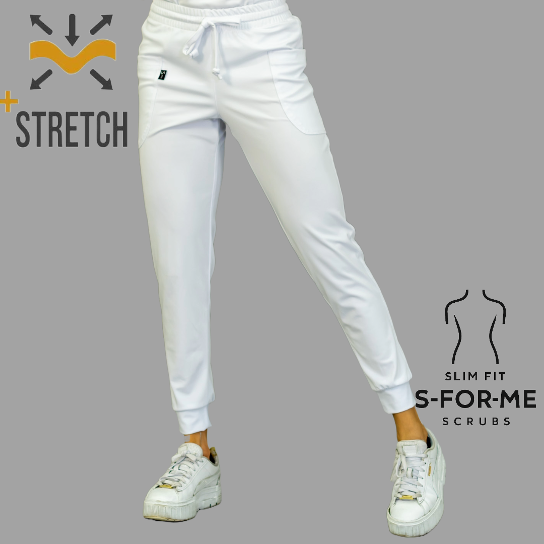 Jogger Quirurgico Mujer Slim Fit Blanco Super Stretch, Scrubs 902