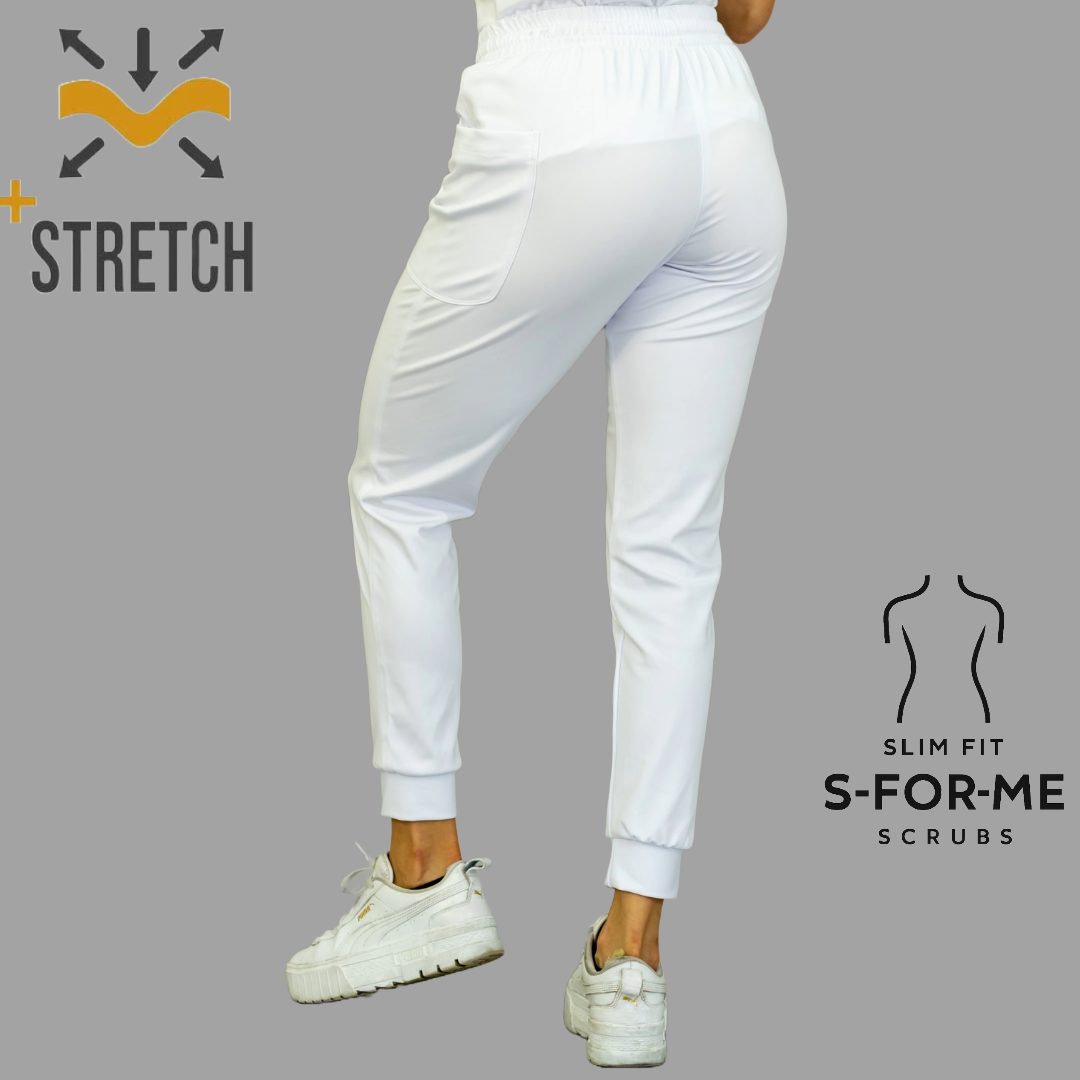 Jogger Quirurgico Mujer Slim Fit Blanco Super Stretch, Scrubs 902