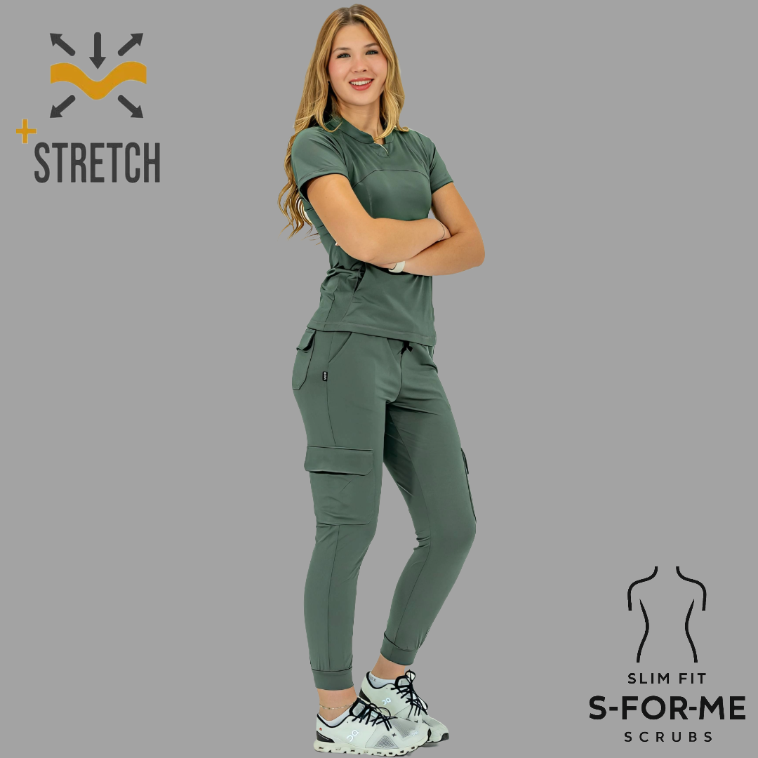 Filipina Quirurgica, Mujer Verde Pino Super Stretch, Scrubs 910