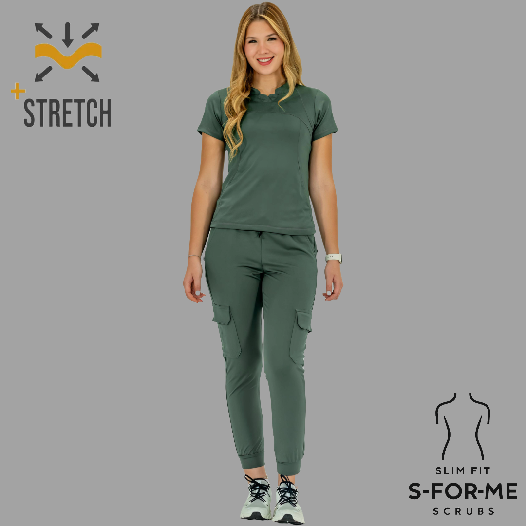 Filipina Quirurgica, Mujer Verde Pino Super Stretch, Scrubs 910