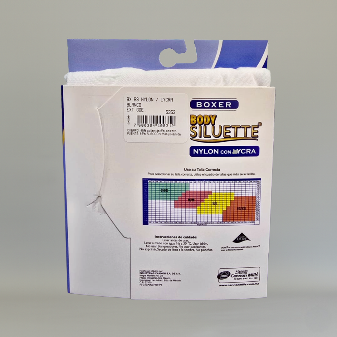 Boxer Body Siluette Blanco Nylon con Lycra