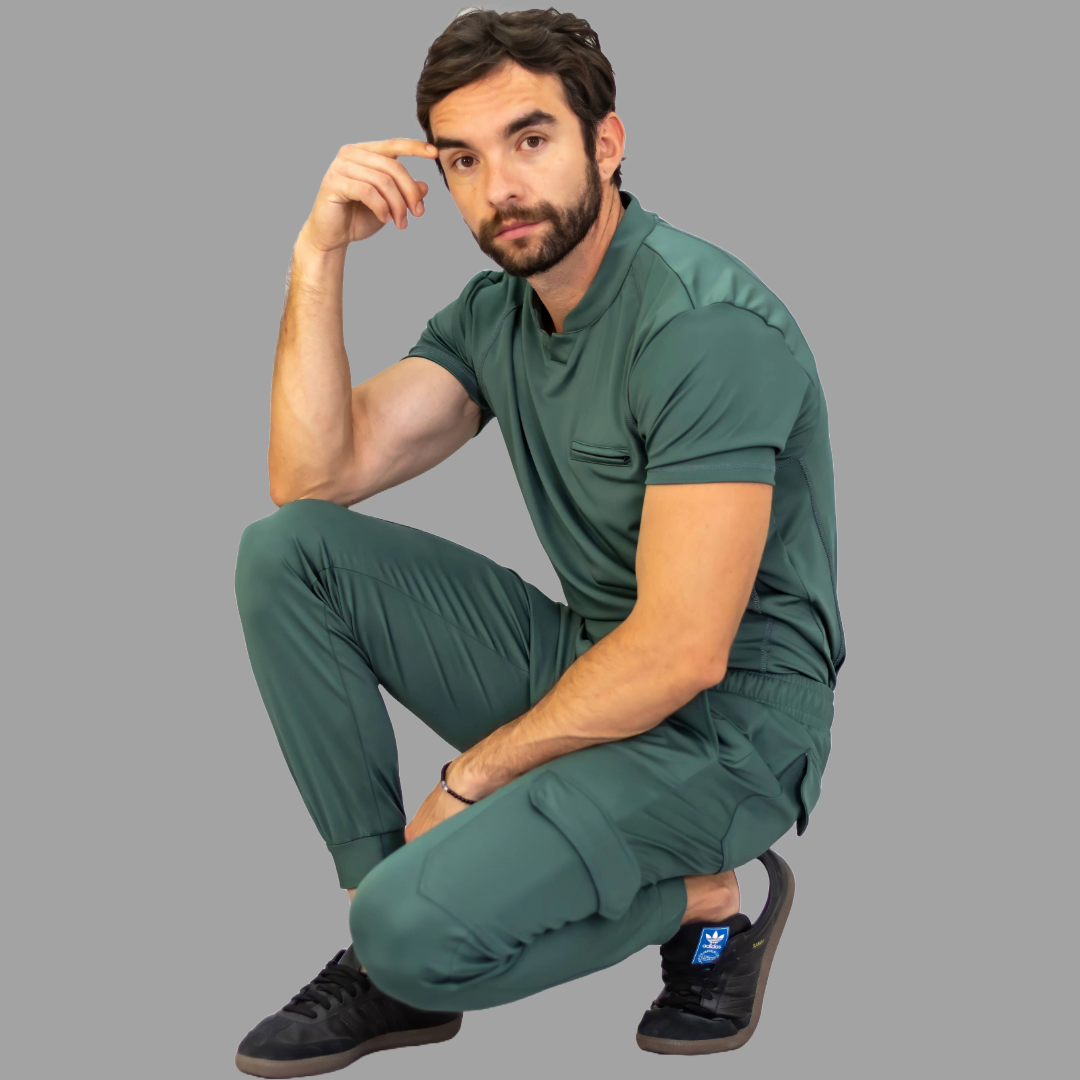 Filipina Quirurgica Hombre Verde Pino Super Stretch (Scrubs Est. 910)