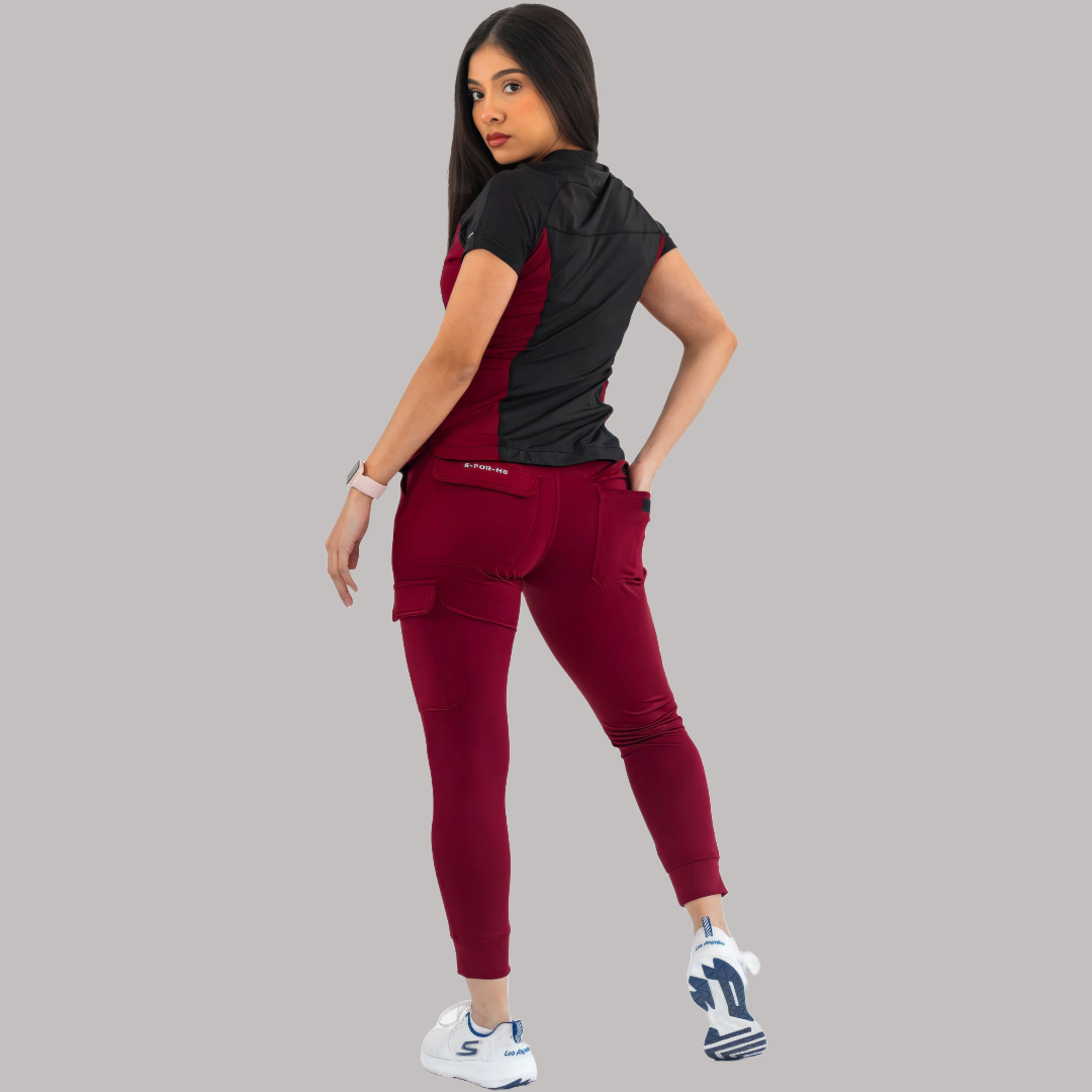 Filipina Quirúrgica Super Stretch Negra - Vino Mujer, Scrubs 905