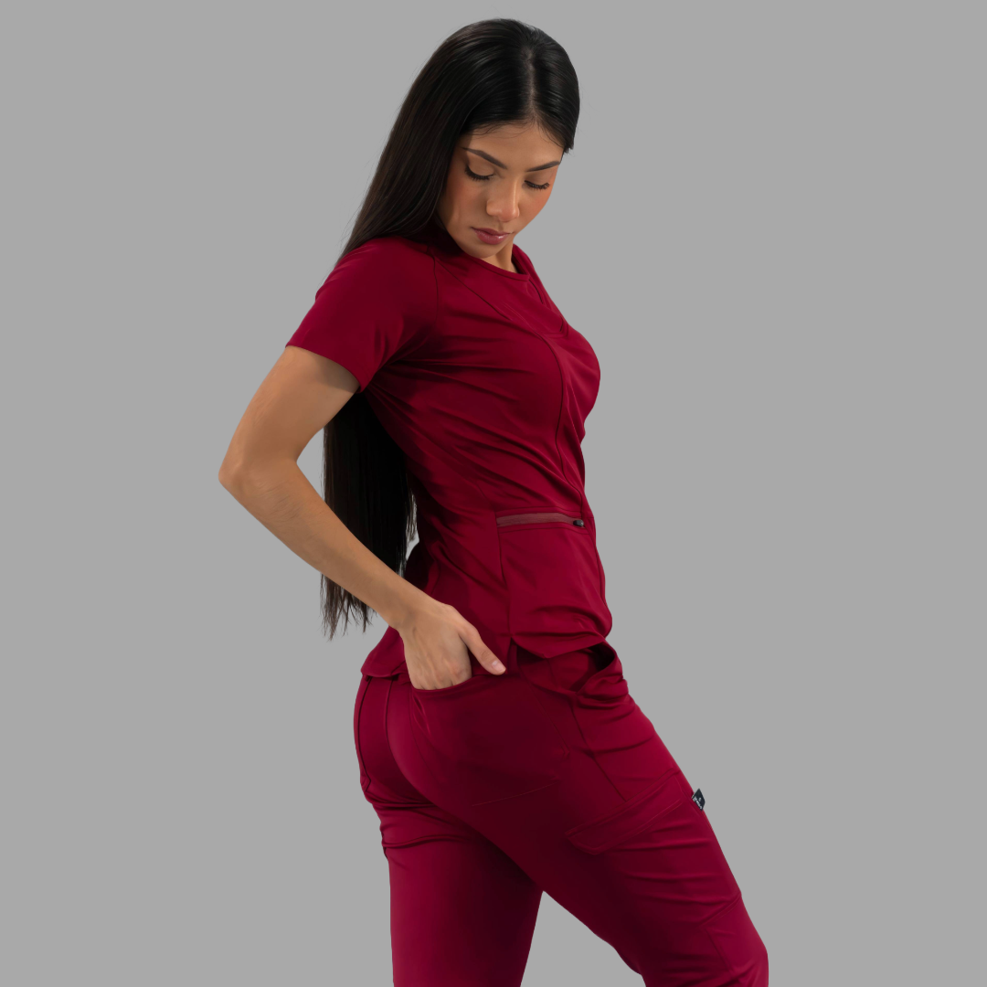 Filipina Quirurgica Mujer Burgundy, Super Stretch, Scrubs 901