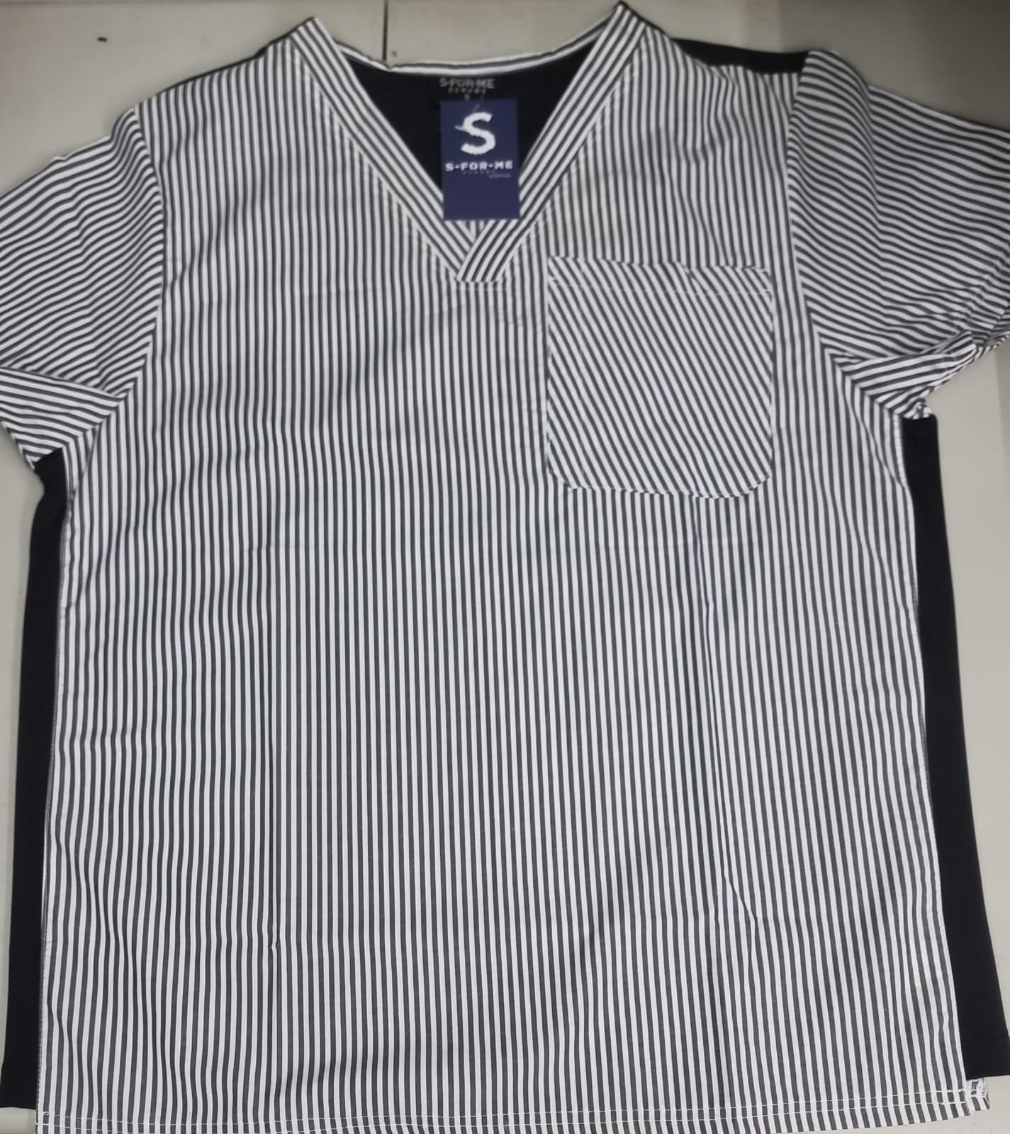 Filipina Rayas Blancas /Gris cuello V. Hombre