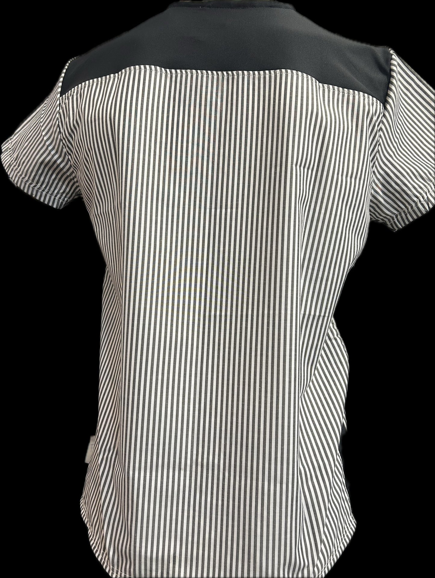 Filipina Rayas Grises /Blancas costado negro cuello V. Hombre