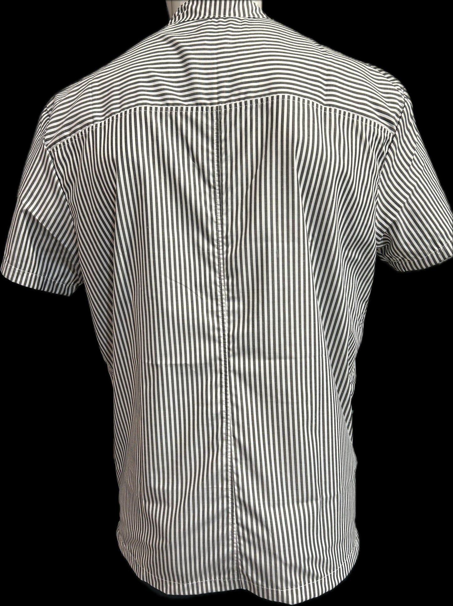Filipina Mao Lineas Blanco-Gris Oxford Con cierre Hombre