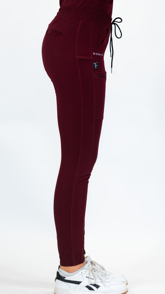 Jogger Quirúrgico Vino Mujer, Scrubs Antifluido Est. 300