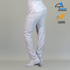 Pantalón médico blanco mujer modelo 515 stretch sin plancha vista lateral