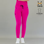Front view of fuchsia Women's Joggers Pants 920 standing straight with legs together.