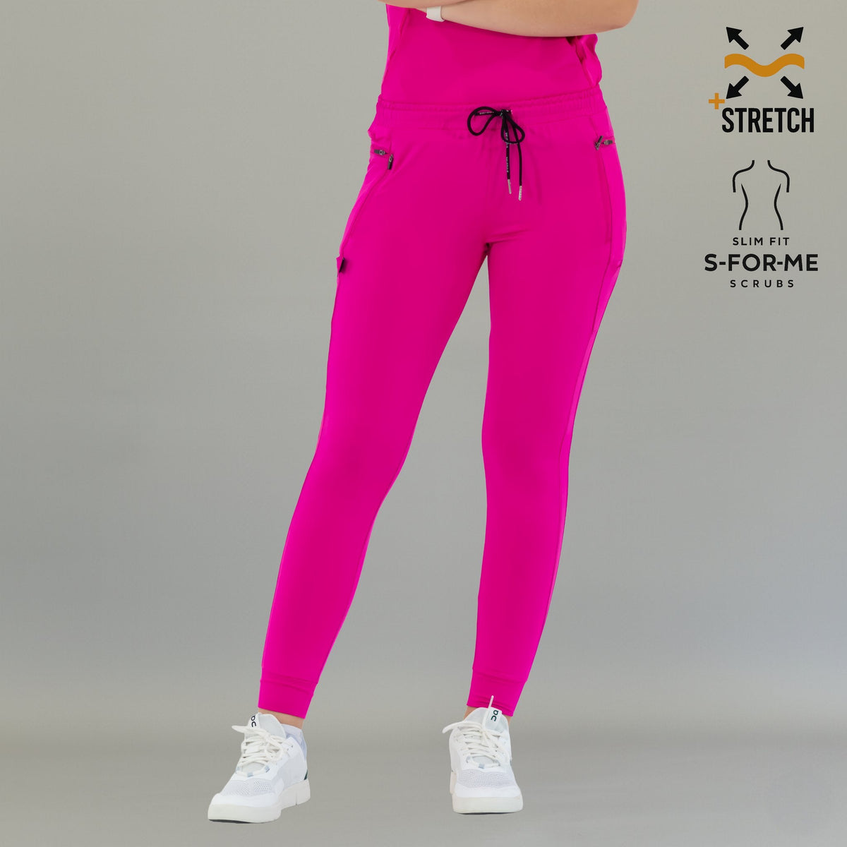 Front view of fuchsia Women's Joggers Pants 920 standing straight.