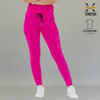 Front view of fuchsia Women's Joggers Pants 920 with legs slightly apart.