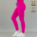 Side profile of fuchsia Women's Joggers Pants 920 standing straight.