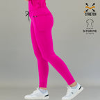 Opposite side view of fuchsia Women's Jogger Pants 920 in a walking pose.