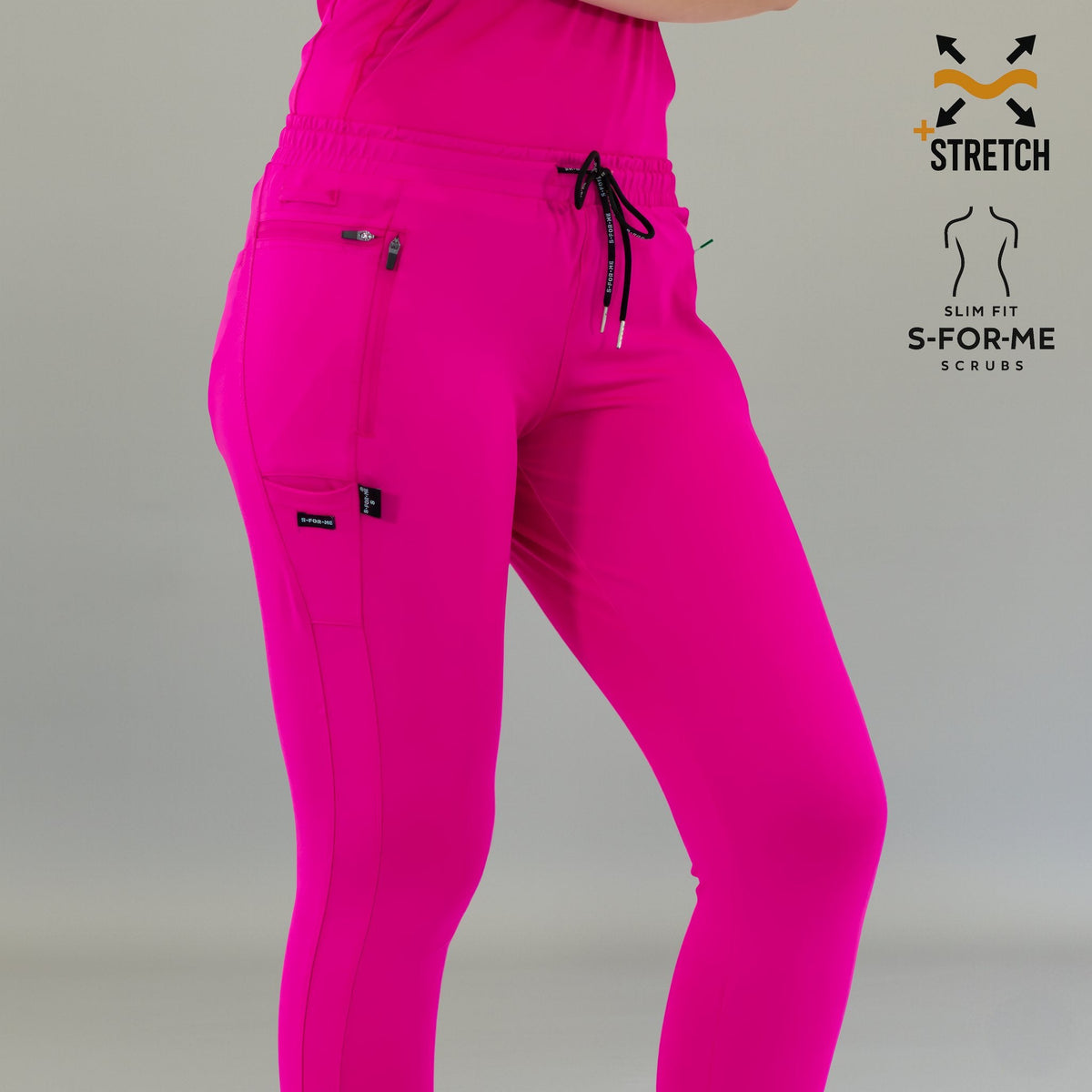 Full side profile of fuchsia Women's Jogger Pants 920 with relaxed stance.