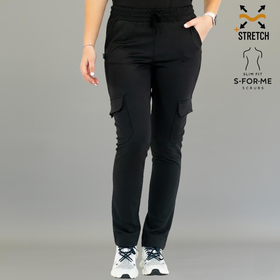 Pantalon Est. 910 Quirúrgico Dobladillo Negro Mujer Super Stretch, Scrubs 910