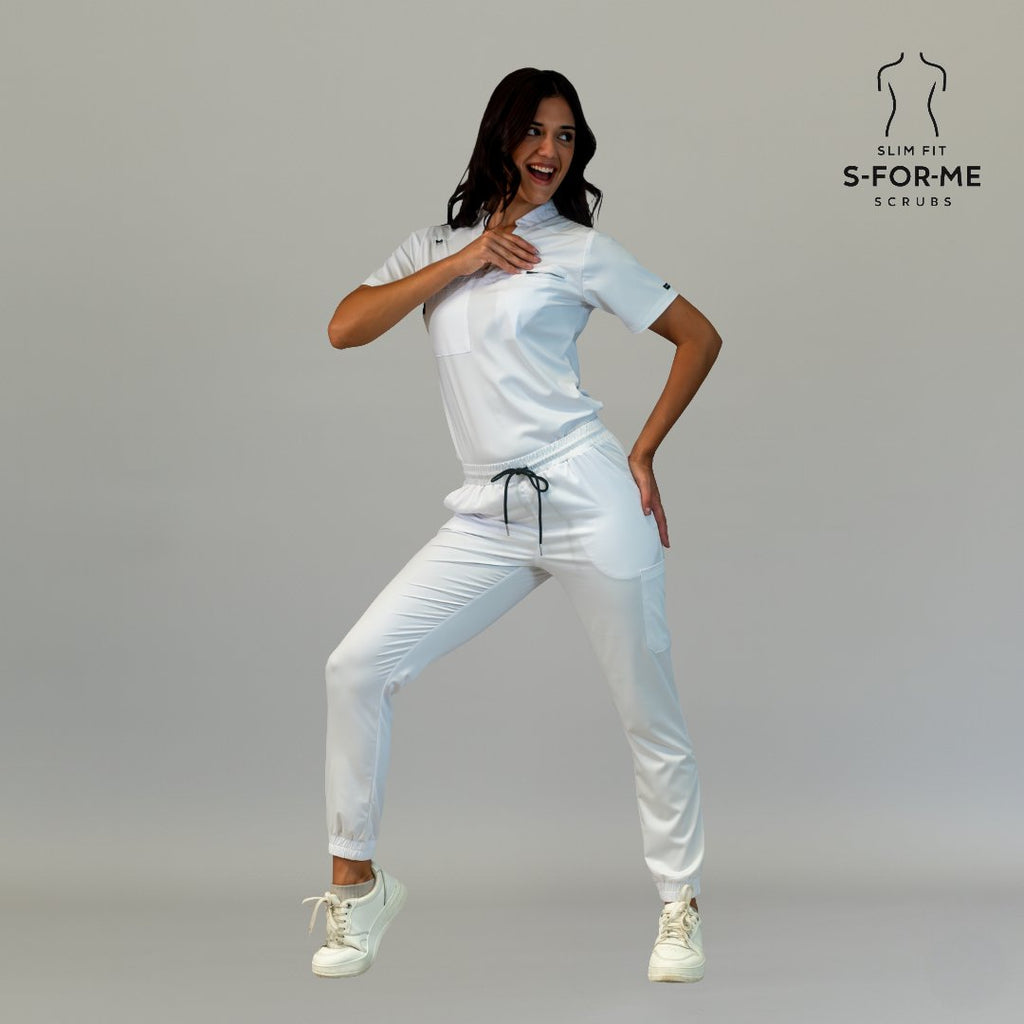 S-FOR-ME white scrub top and pants for healthcare professionals