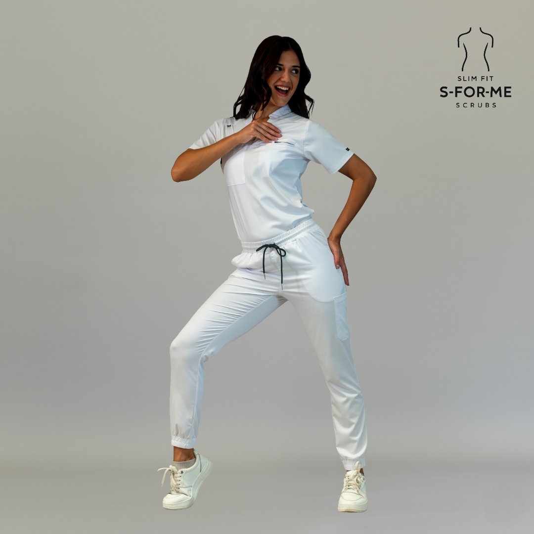 S-FOR-ME white scrub top and pants for healthcare professionals