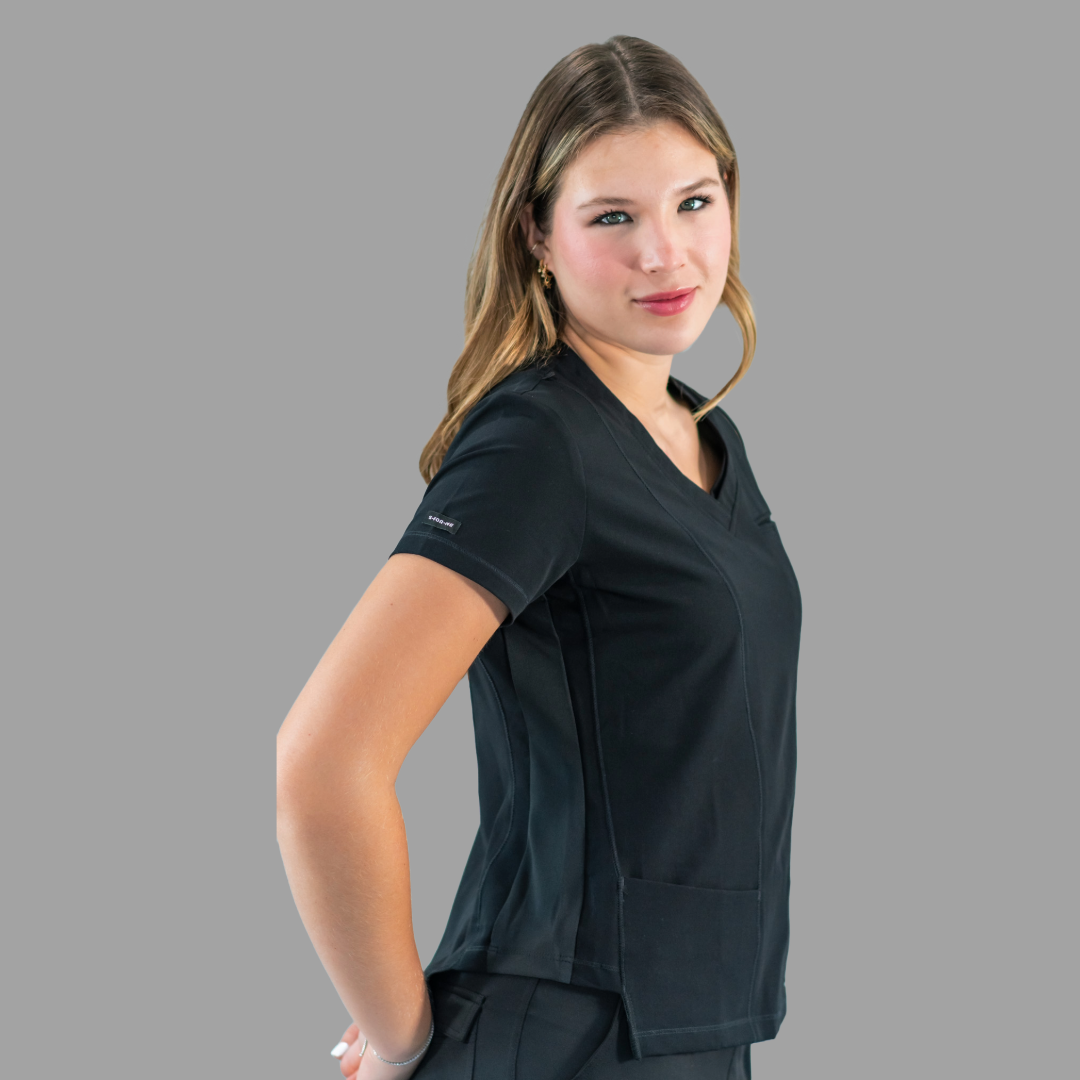 Filipina Quirúrgica  Est. 301 Negra/Costado Stretch Negro Mujer, Scrubs Antifluido