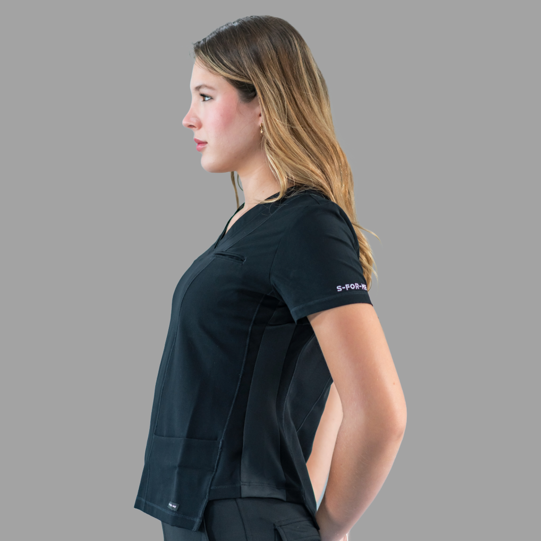 Filipina Quirúrgica  Est. 301 Negra/Costado Stretch Negro Mujer, Scrubs Antifluido