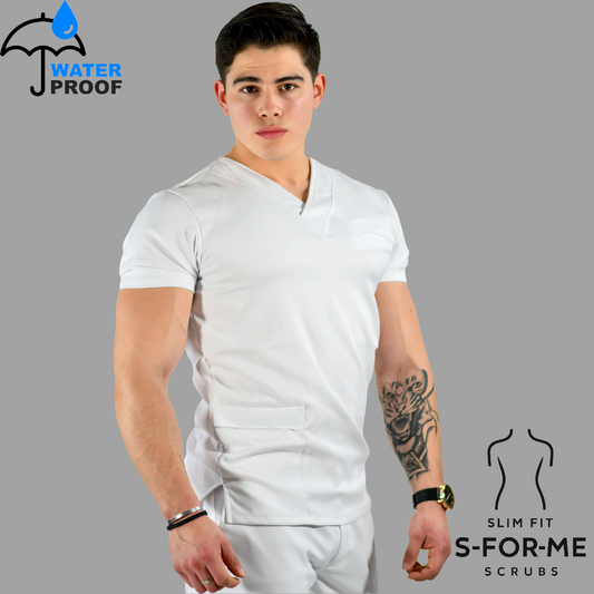Filipina 501 Hombre Antifluido Stretch Blanca Cuello V