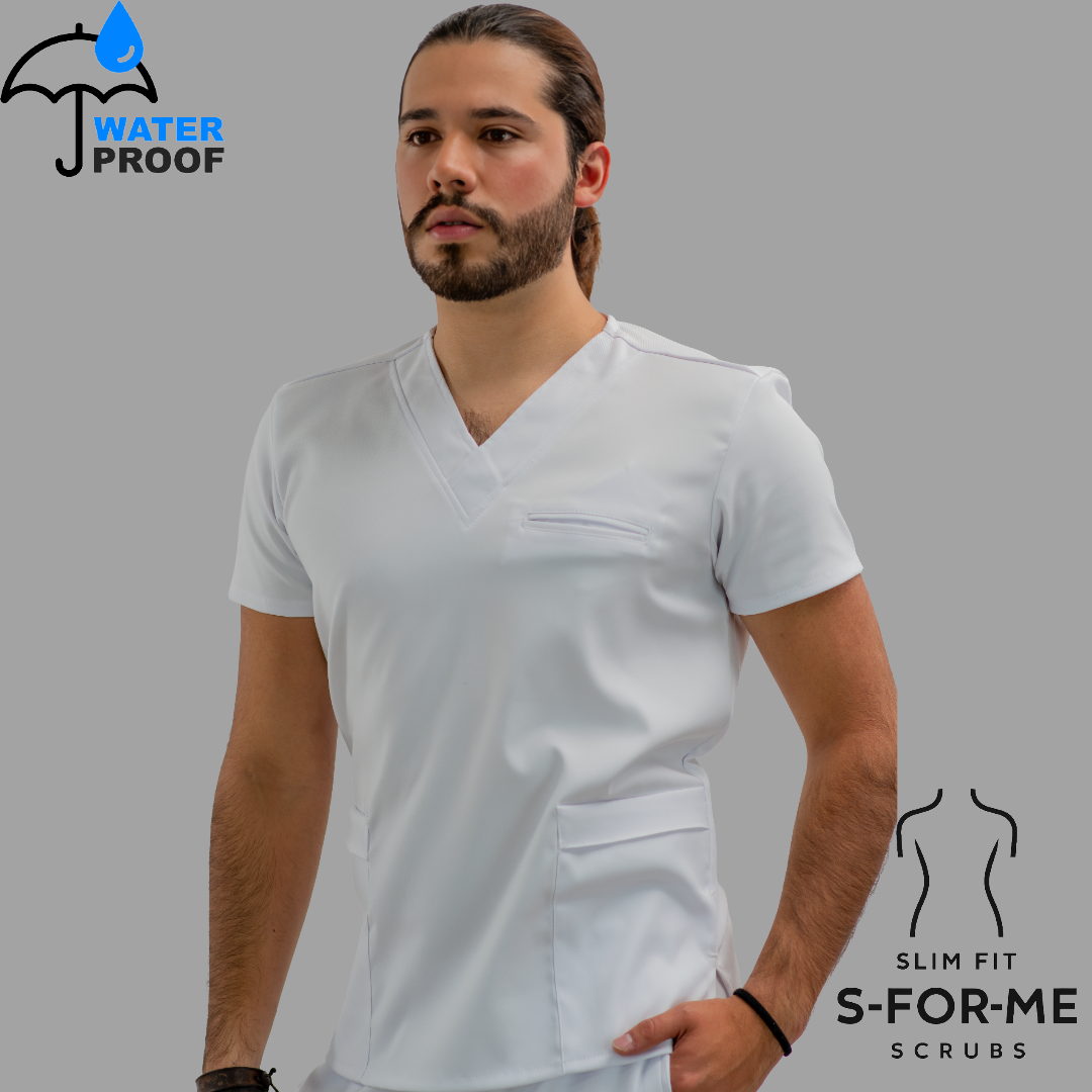 Filipina 501 Hombre Antifluido Stretch Blanca Cuello V