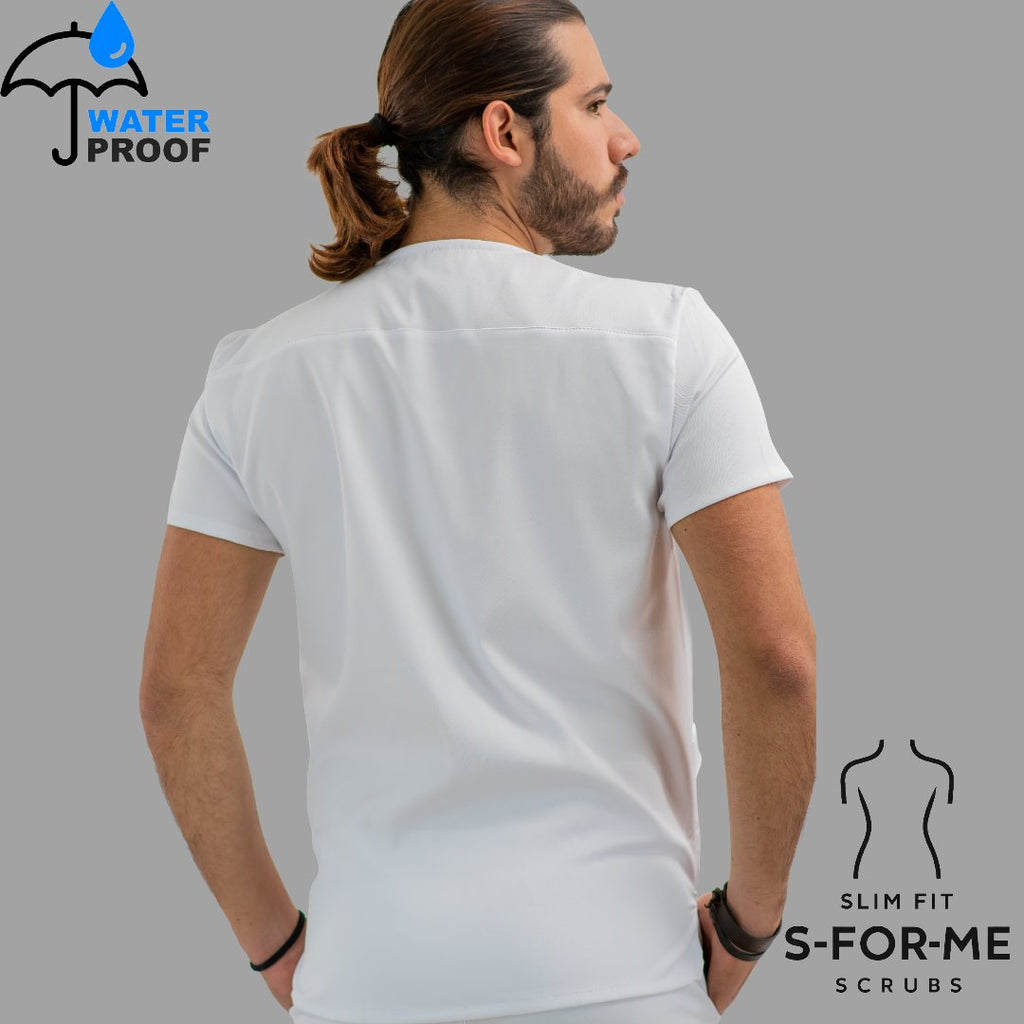 Filipina 501 Hombre Antifluido Alviero Stretch Blanca Cuello V
