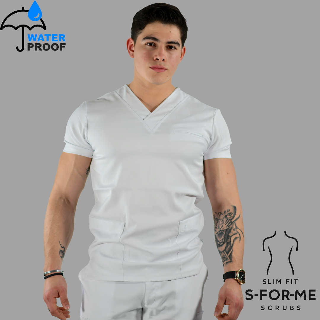 Filipina 501 Hombre Antifluido Stretch Blanca Cuello V