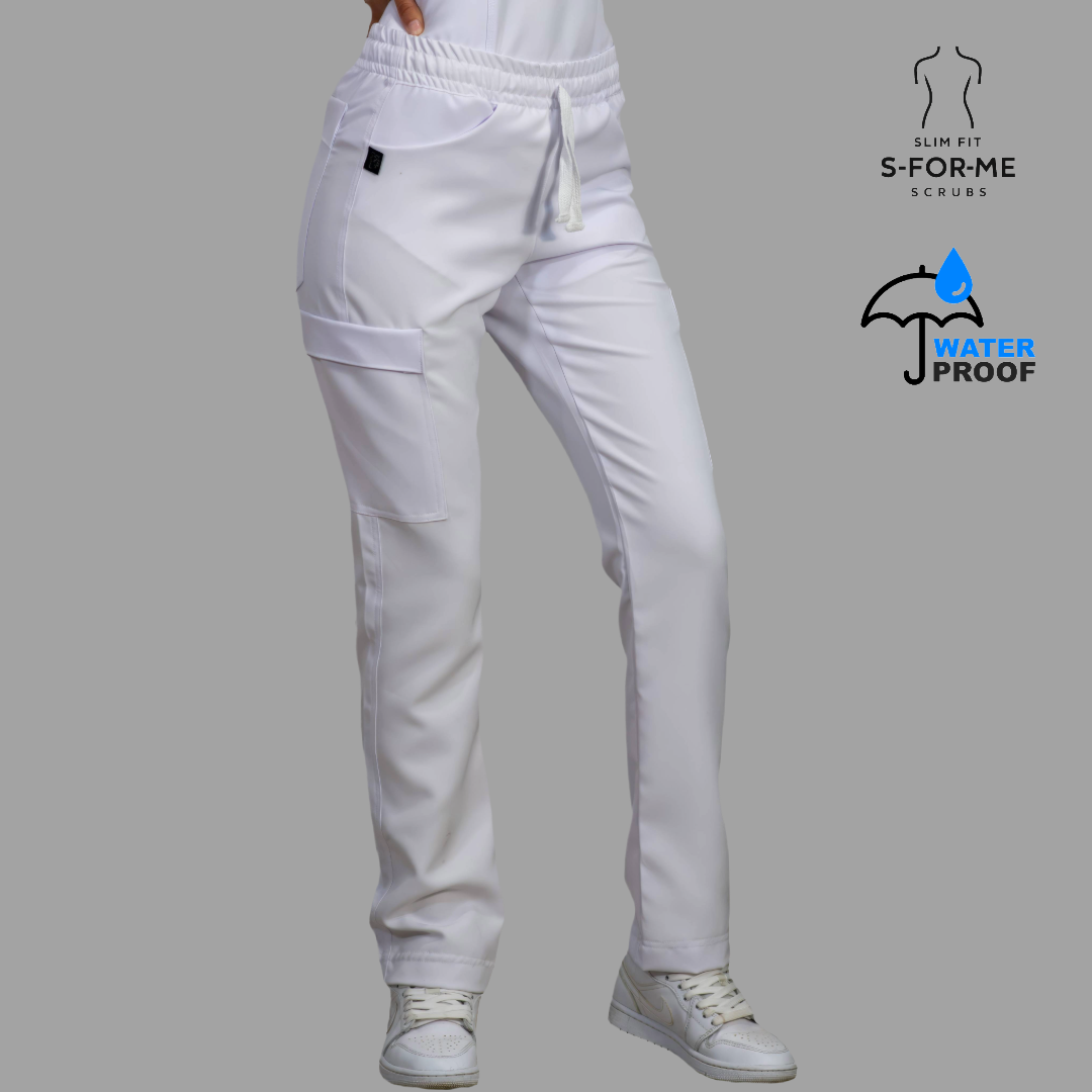 Pantalon Mujer Resorte cintura 6 Bolsas Blanco Antifluido