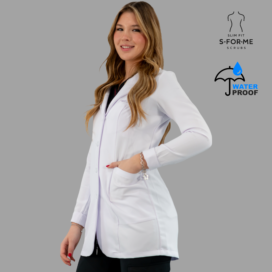 Bata Médica Stretch Extra Blanca Dama, Antifluido Alviero