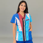 Filipina médica estampada azul S-FOR-ME para mujer vista frontal