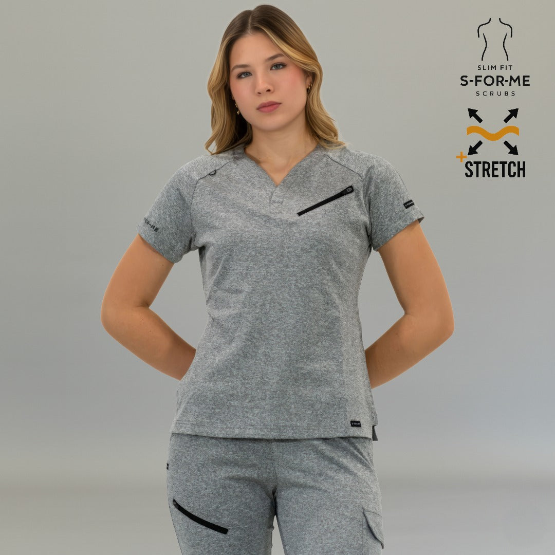 Filipina Quirúrgica Mujer Super Stretch Gris Jaspeado, Scrubs 905