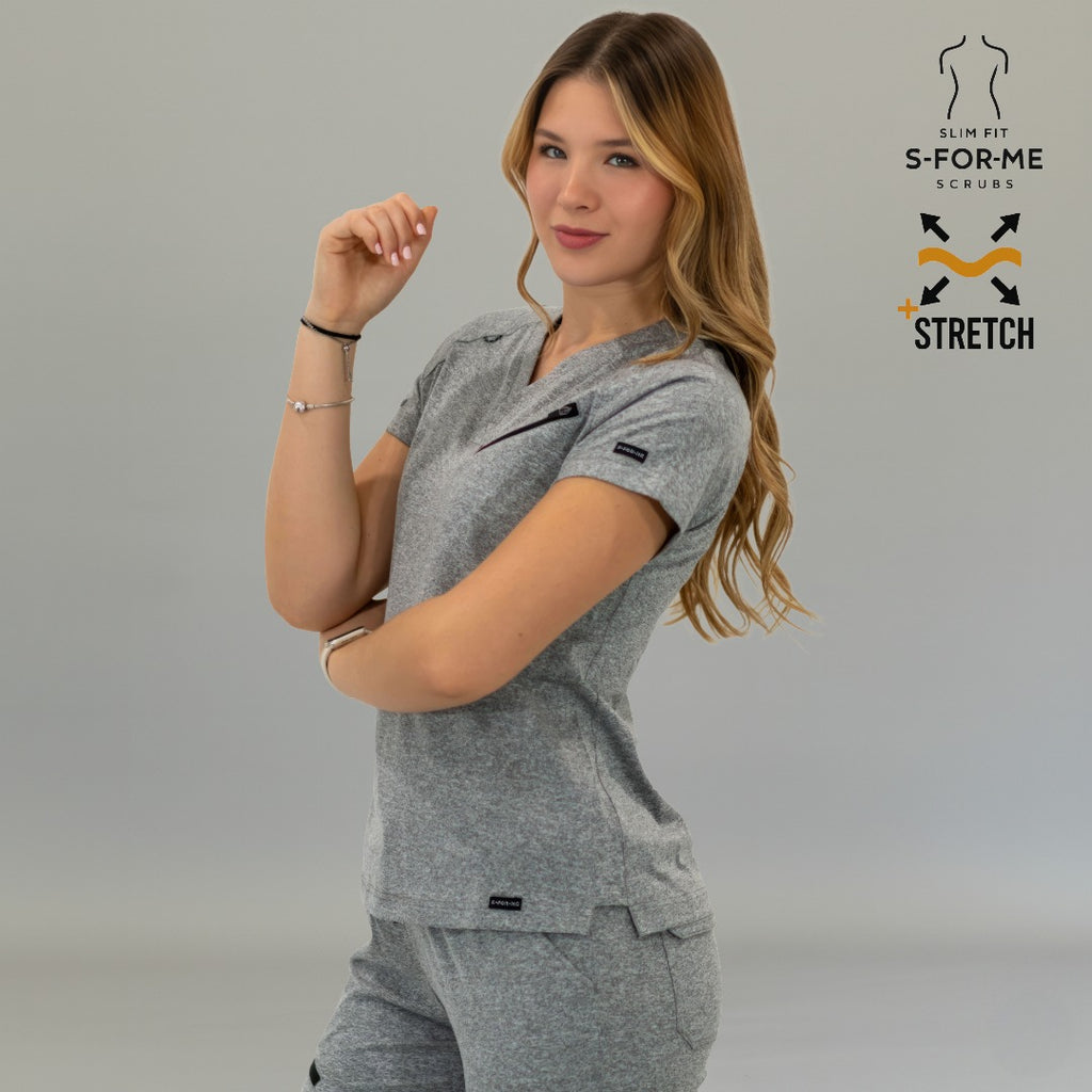 Filipina Quirúrgica Mujer Super Stretch Gris Jaspeado, Scrubs 905