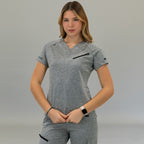 Filipina Quirúrgica Mujer Super Stretch Gris Jaspeado, Scrubs 905