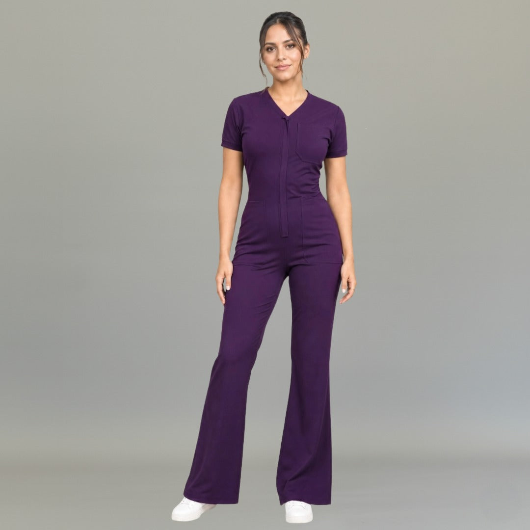 Jumpsuit quirúrgico mujer estilo 945 color uva Super Stretch manga corta