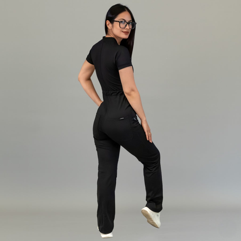 Jumpsuit Quirúrgico Mujer Estilo 945 Negro Super Stretch Manga Corta