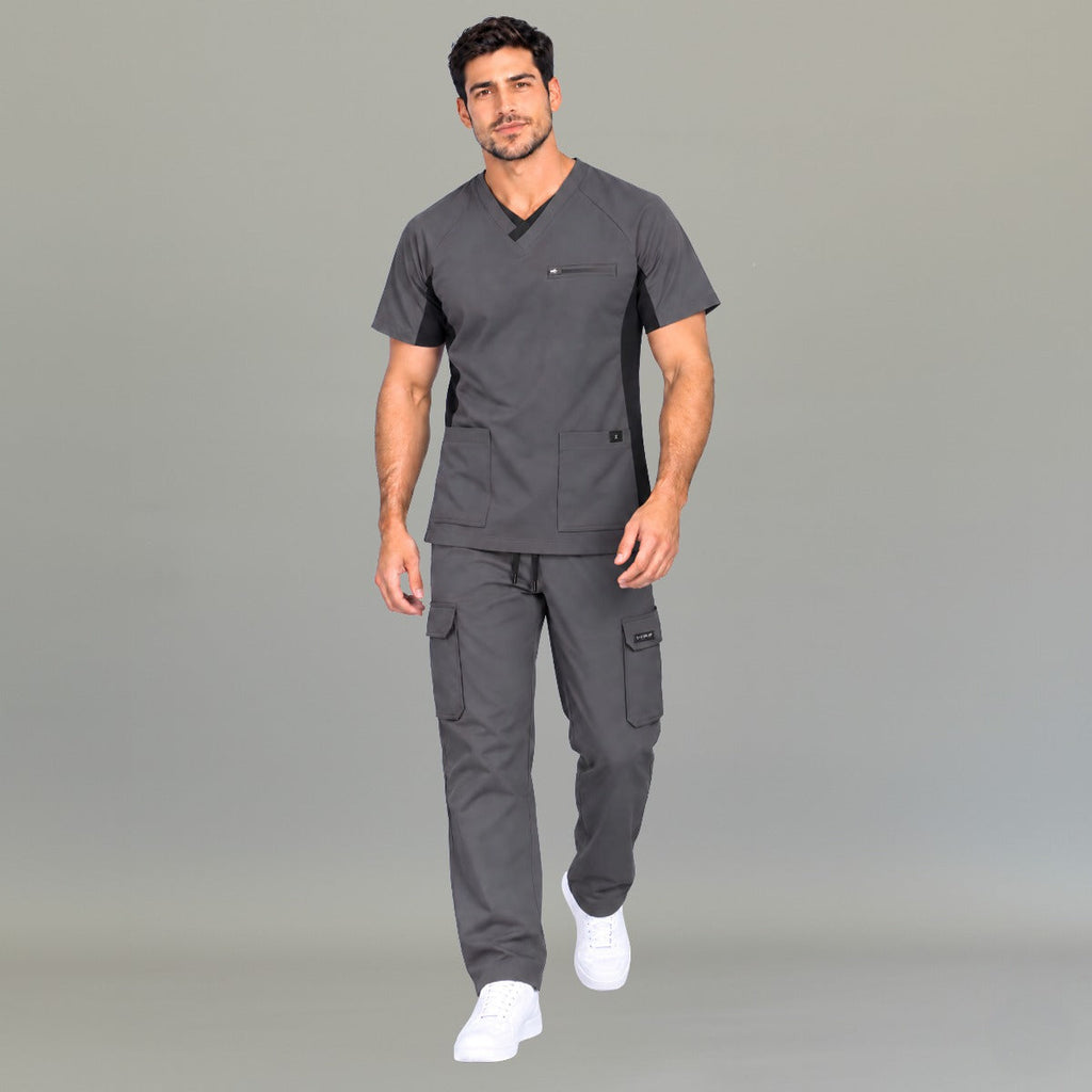 Filipina Quirúrgica Hombre 940 Gris Oxford con Vistas Negras Super Stretch — vista 4 de 4
