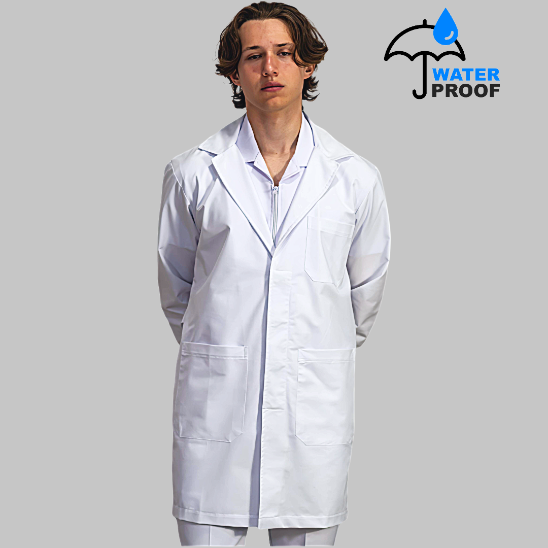 Bata Médica Blanca Hombre Antifluido Stretch Alviero