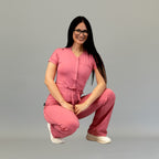 Jumpsuit Quirúrgico Mujer Estilo 945 Palo de Rosa Super Stretch Manga Corta