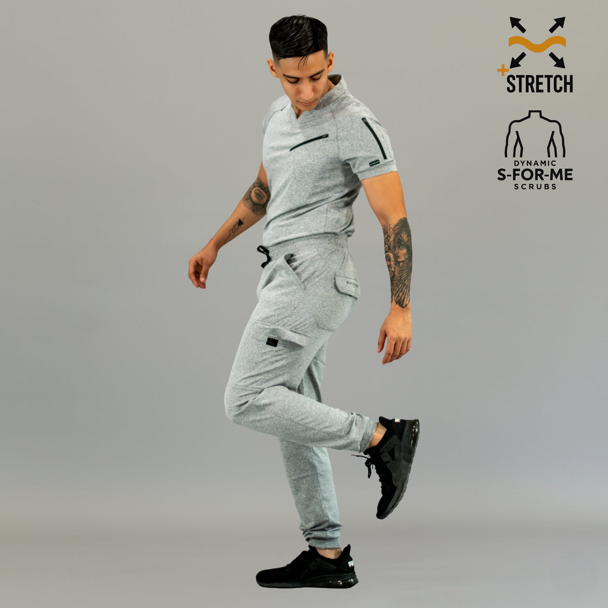 Filipina Quirúrgica Super Stretch Gris Jaspeado Hombre, Scrubs 905