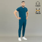 Pantalón quirúrgico azul caribe hombre con bolsillos funcionales