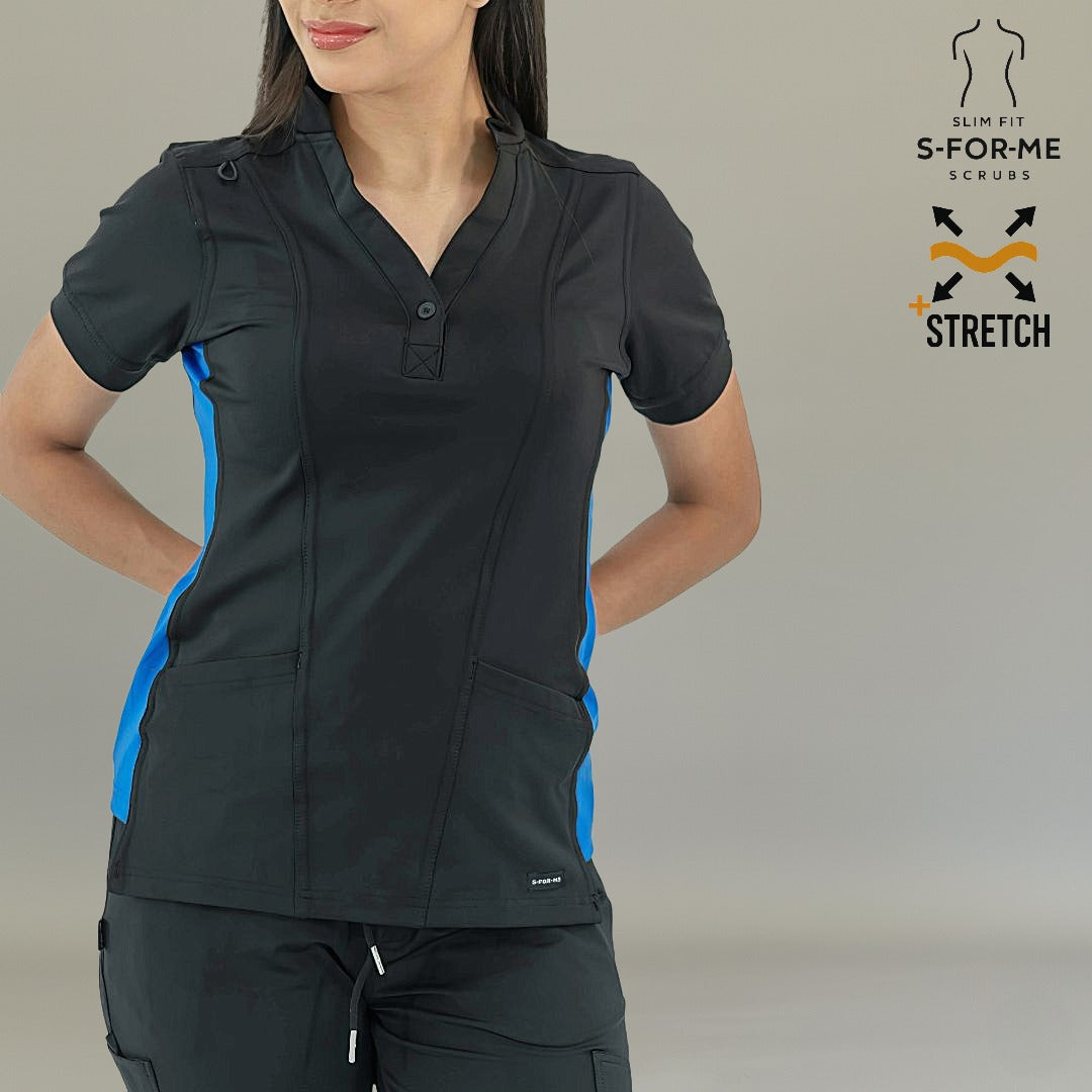 Filipina Médica para Mujer Modelo 930 Negro/Azul Rey Superstretch