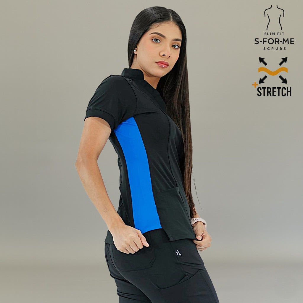 Filipina Médica para Mujer Modelo 930 Negro/Azul Rey Superstretch