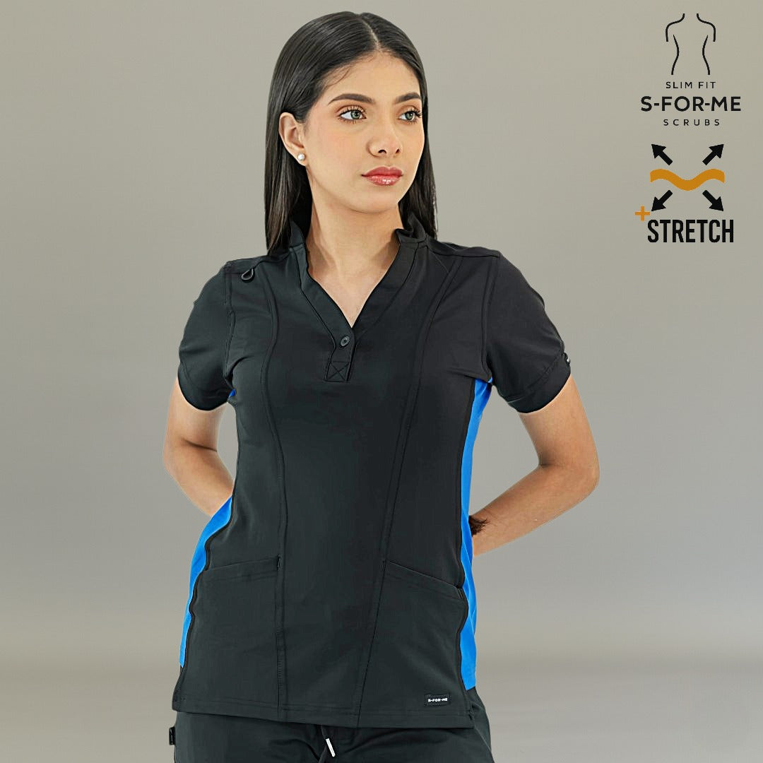Filipina Médica para Mujer Modelo 930 Negro/Azul Rey Superstretch