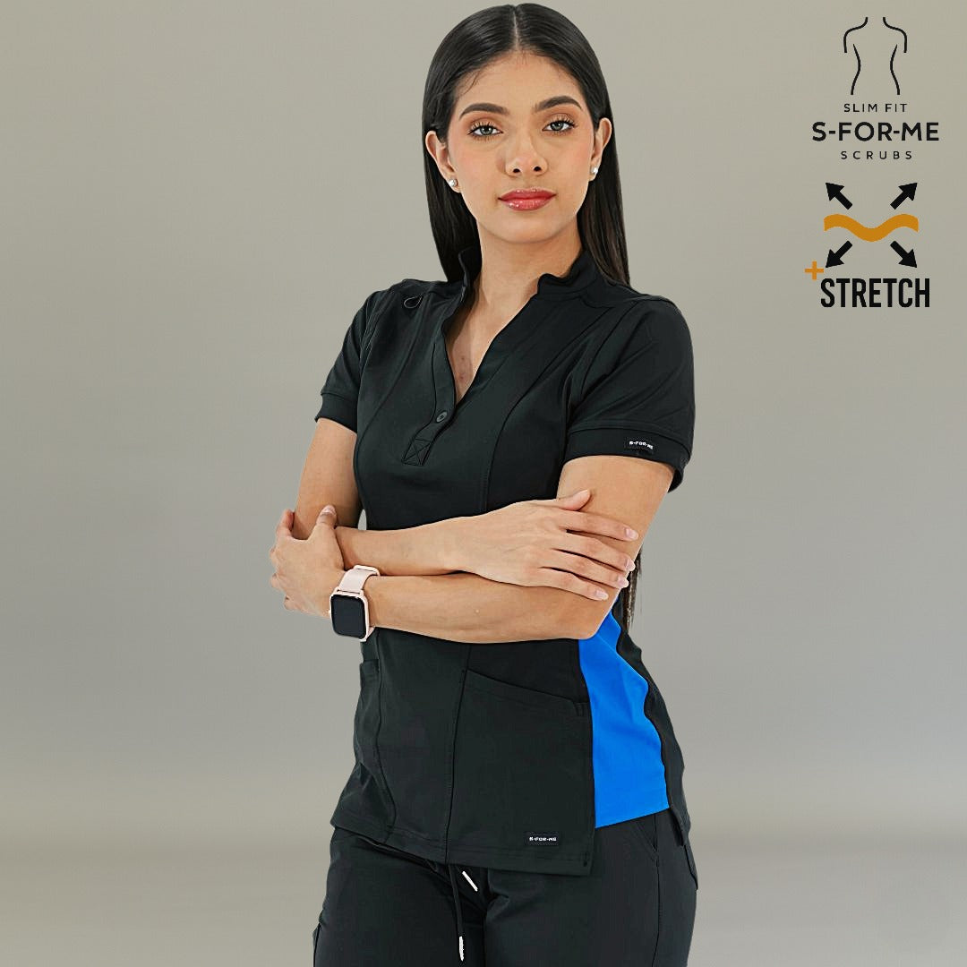 Filipina Médica para Mujer Modelo 930 Negro/Azul Rey Superstretch