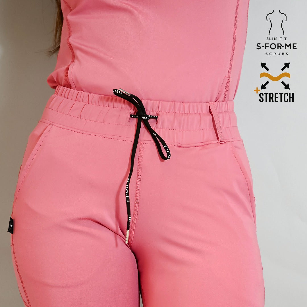 Pantalón quirúrgico mujer palo de rosa con jareta y cintura cómoda