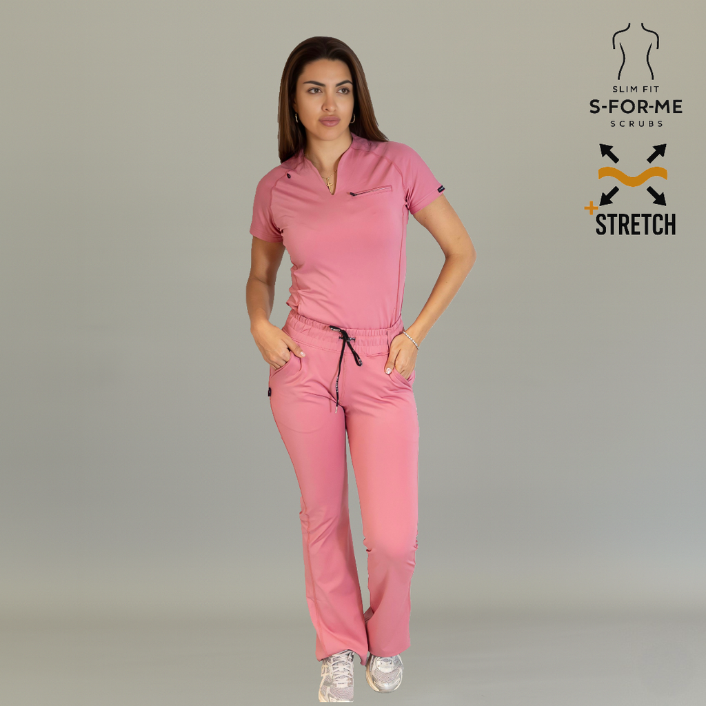 Pantalón quirúrgico 915 mujer palo de rosa acampanado de estilo moderno